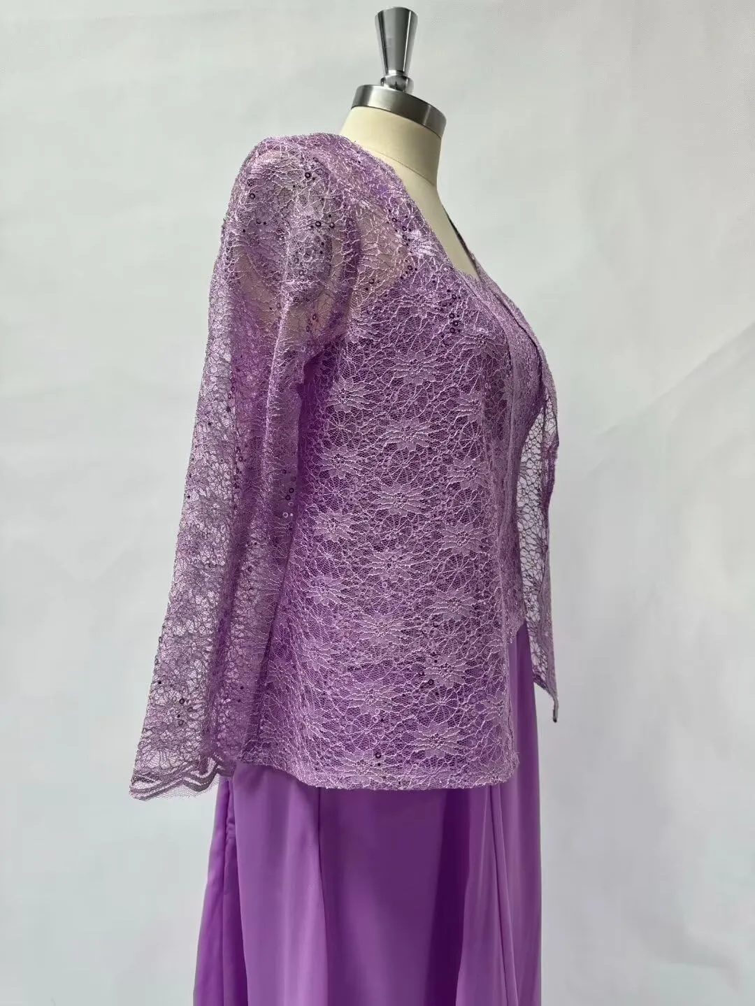 2 Piece Mother of The Bride Dress for Wedding Chiffon Laces Applique Mother of The Groom Dress with Jacket ZD103