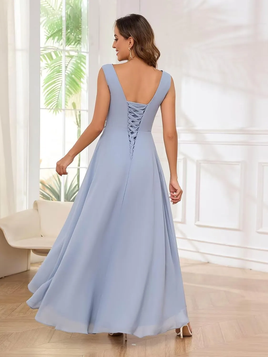 2 Pieces Mother of The Bride Dresses with Jacket Ruched Chiffon Formal Evening Wedding Guest Gown