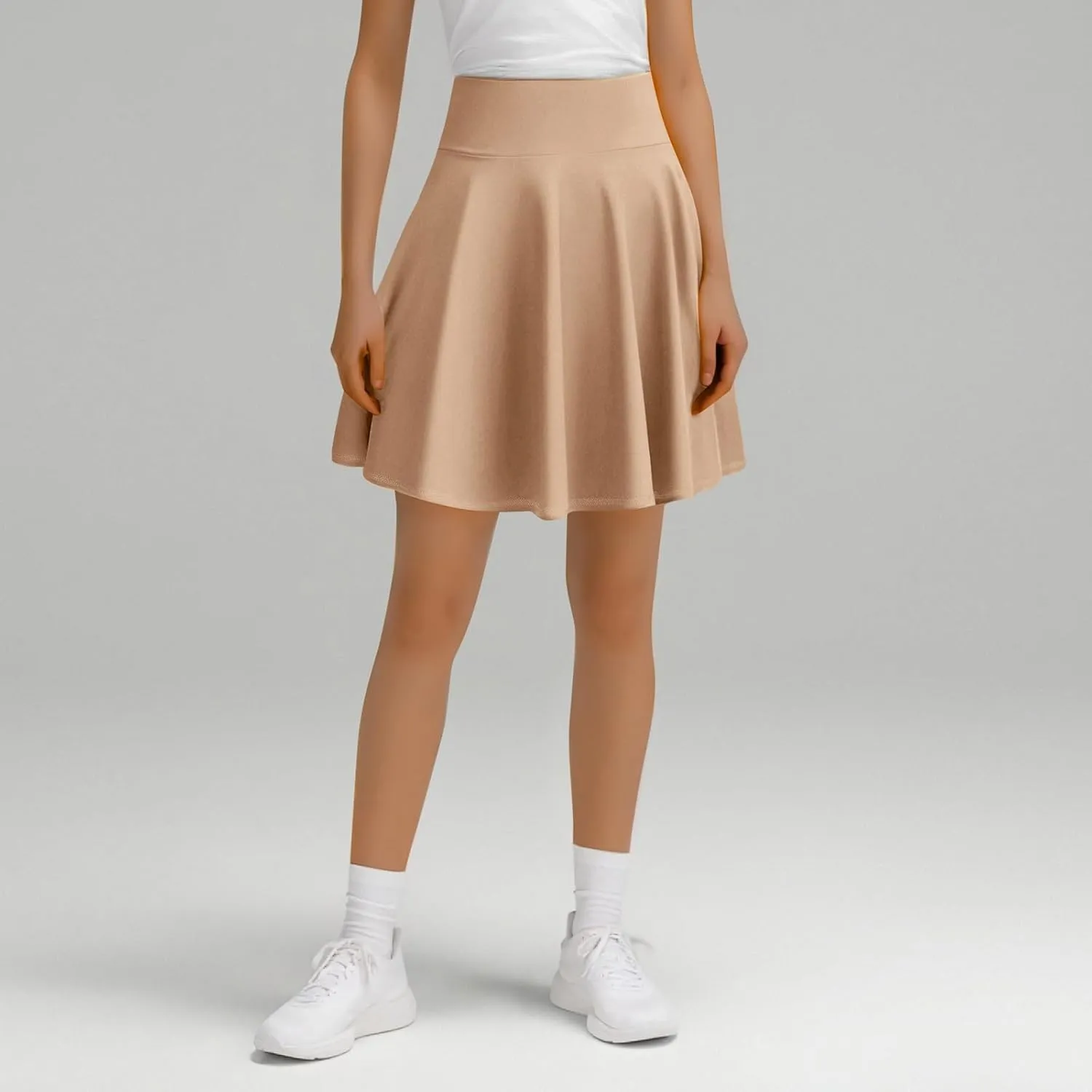 A Line Midi Skirt for Women Versatile 45CM Pleated Half Skirt Fashionable Flared Dress Skirt Non See ThroughDesign