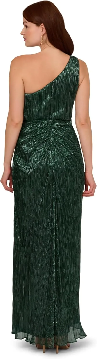 Adrianna Papell Women's Stardust Pleated Draped Gown