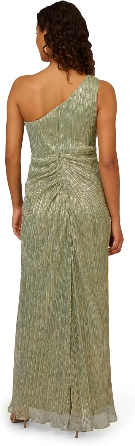 Adrianna Papell Women's Stardust Pleated Draped Gown
