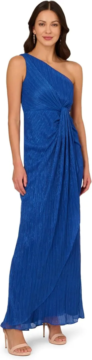 Adrianna Papell Women's Stardust Pleated Draped Gown