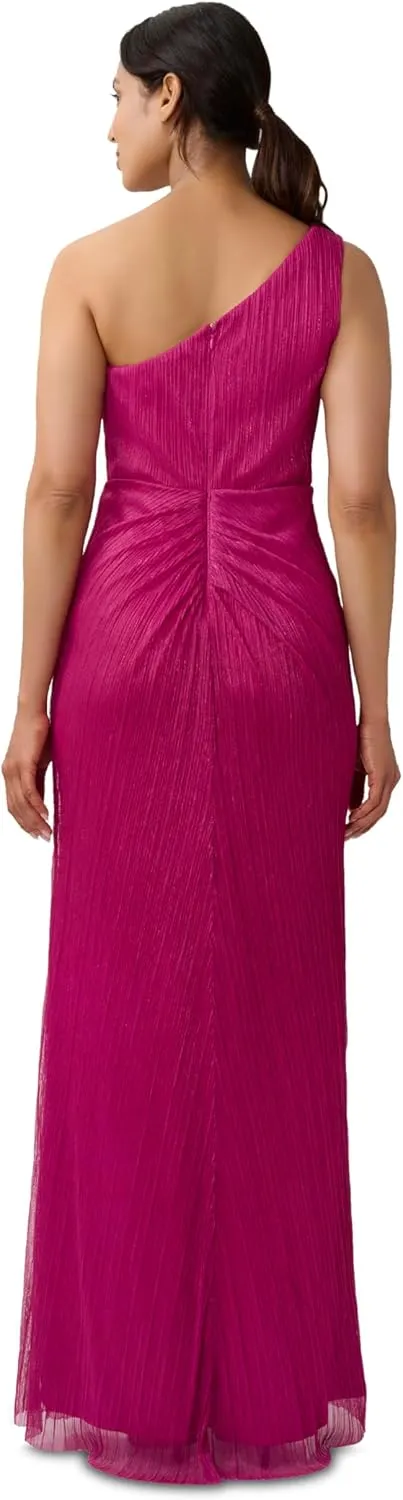 Adrianna Papell Women's Stardust Pleated Draped Gown