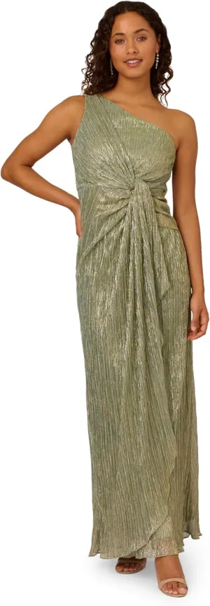 Adrianna Papell Women's Stardust Pleated Draped Gown