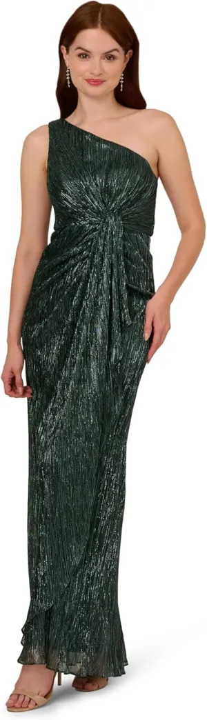 Adrianna Papell Women's Stardust Pleated Draped Gown