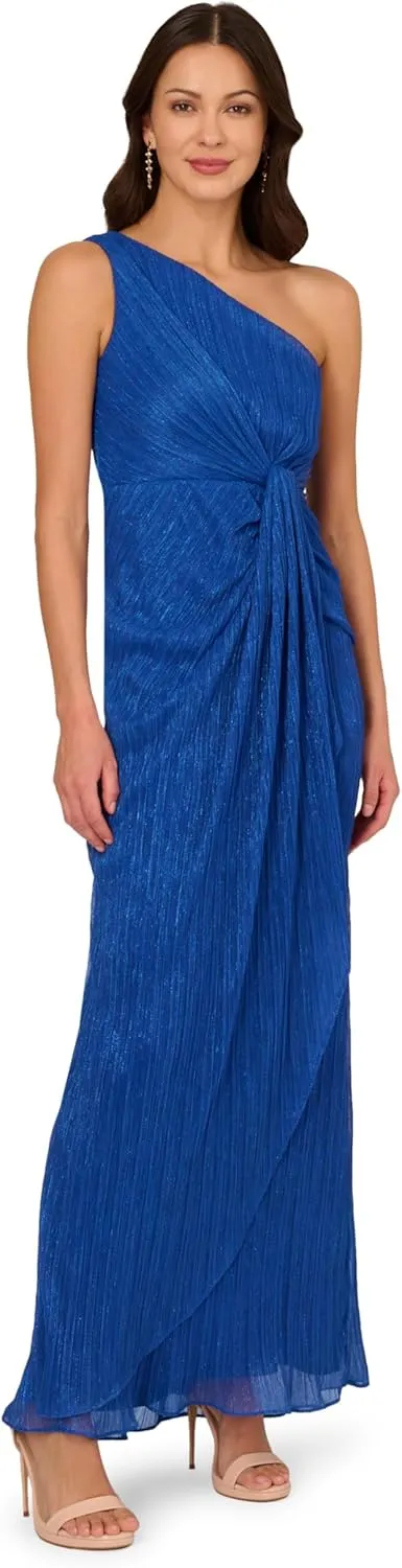 Adrianna Papell Women's Stardust Pleated Draped Gown