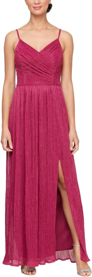 Alex Evenings Women's Sleeveless V-Neck Long A-line, Elegant Formal Gown, Wedding Guest, Party Dress