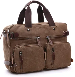 Angoily Canvas Multifunctional Rucksack Handbag Vintage Coffee Bag for Men and Women Large Capacity Outdoor Shoulder Bag Versatile Travel and Weekend Use