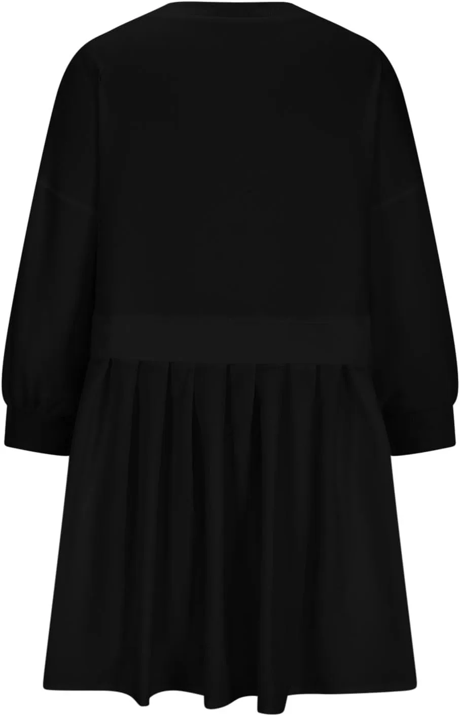 Babydoll Dresses Fall 2024 Long Sleeve Pleated A Line Swing Patchwork Lightweight Dress Crewneck Casual Mini Dresses