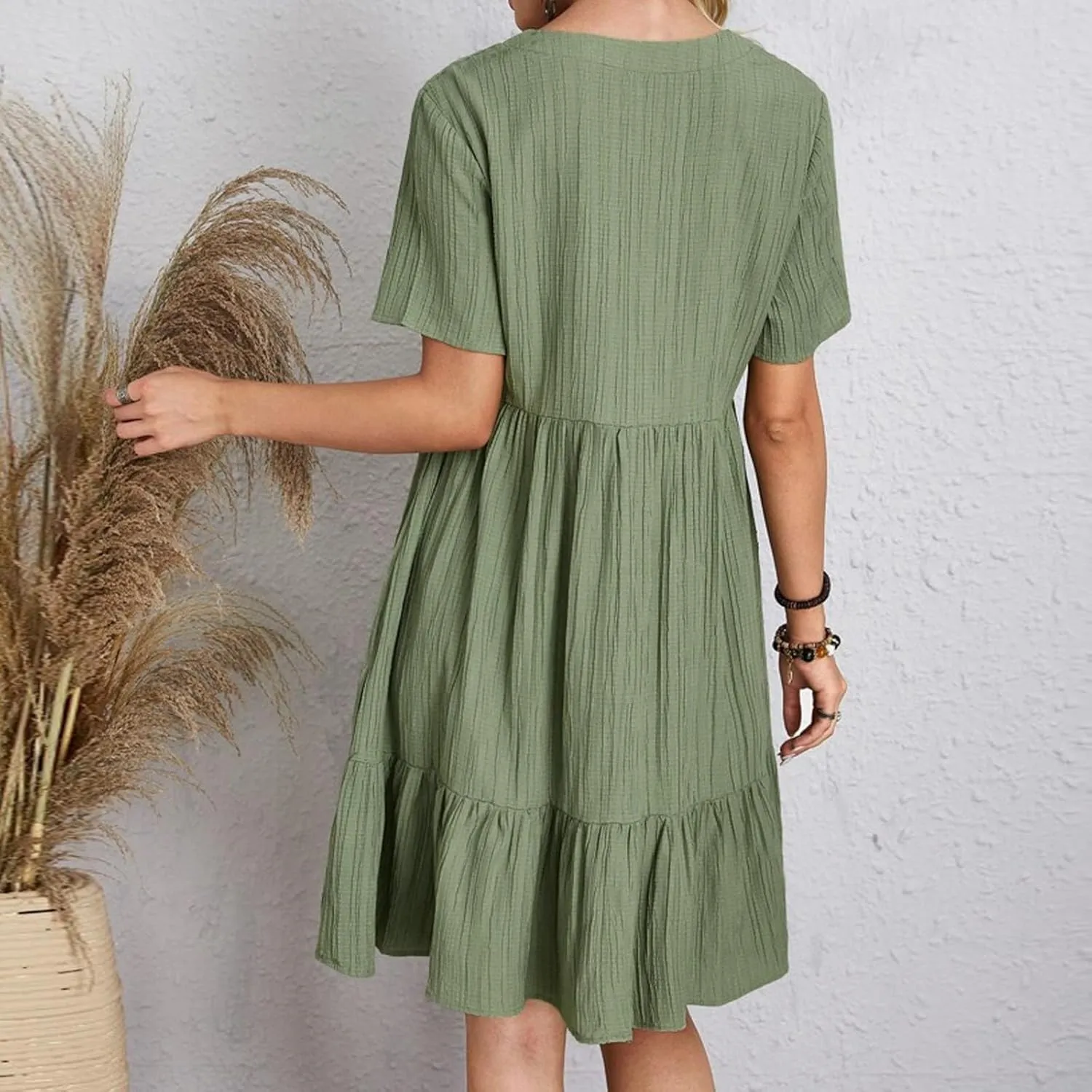 Beach Dresses for Women,2025 Summer V Neck Sleeveless Mini Dresses Ruffle a Line Short Dress Boho Flowy Sundress
