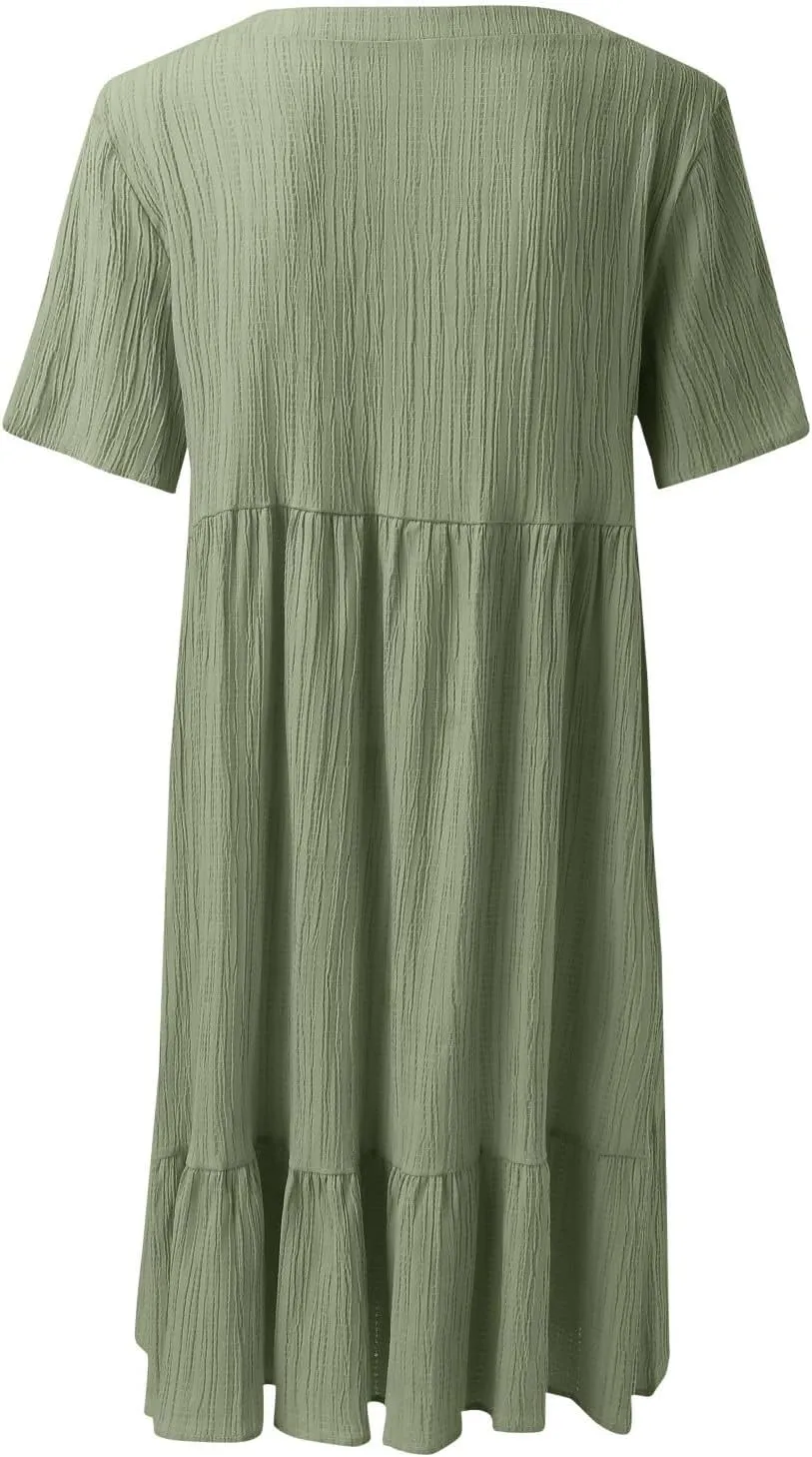 Beach Dresses for Women,2025 Summer V Neck Sleeveless Mini Dresses Ruffle a Line Short Dress Boho Flowy Sundress