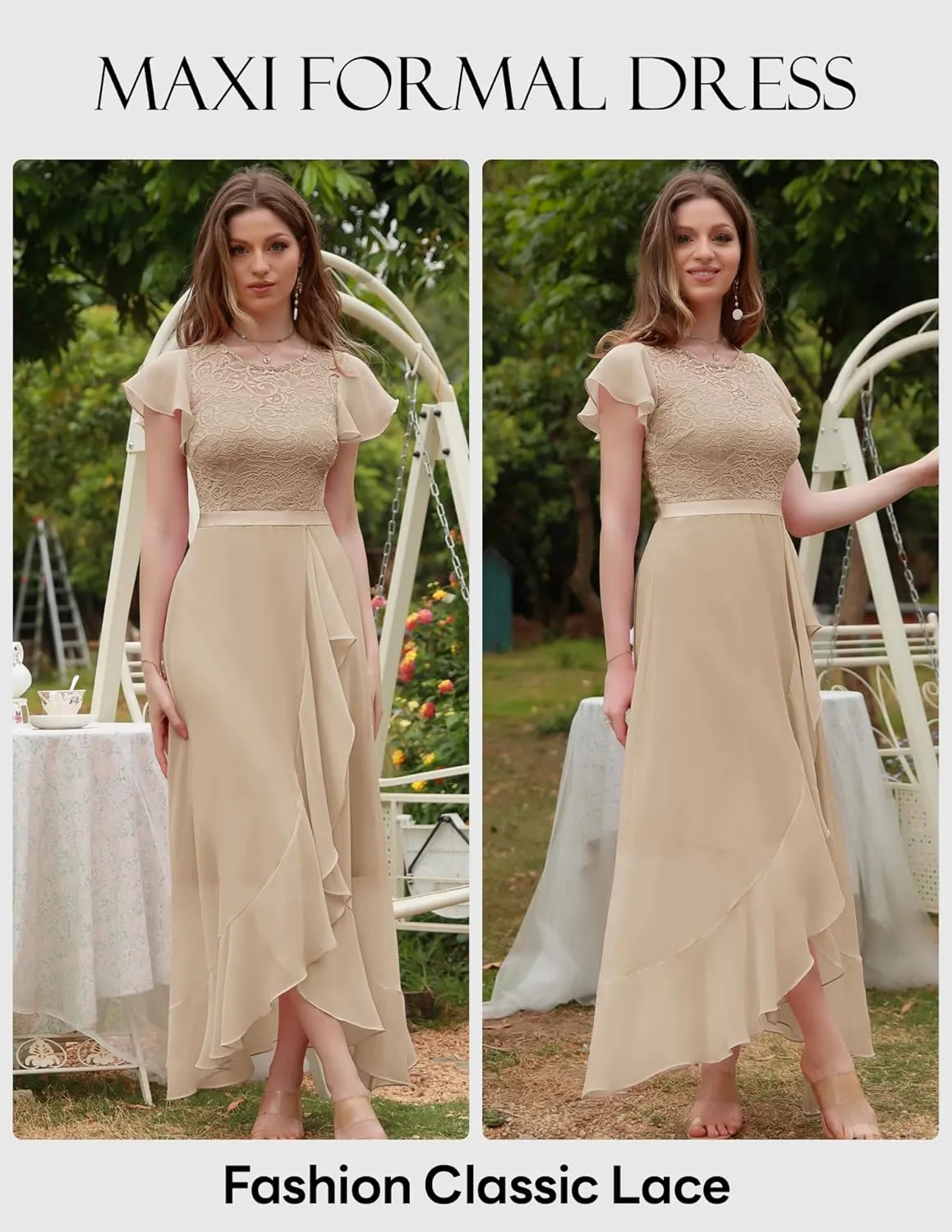 BeryLove Formal Dresses for Women 2025 Wedding Guest with Slit Cocktail Elegant Lace Long Prom Dress
