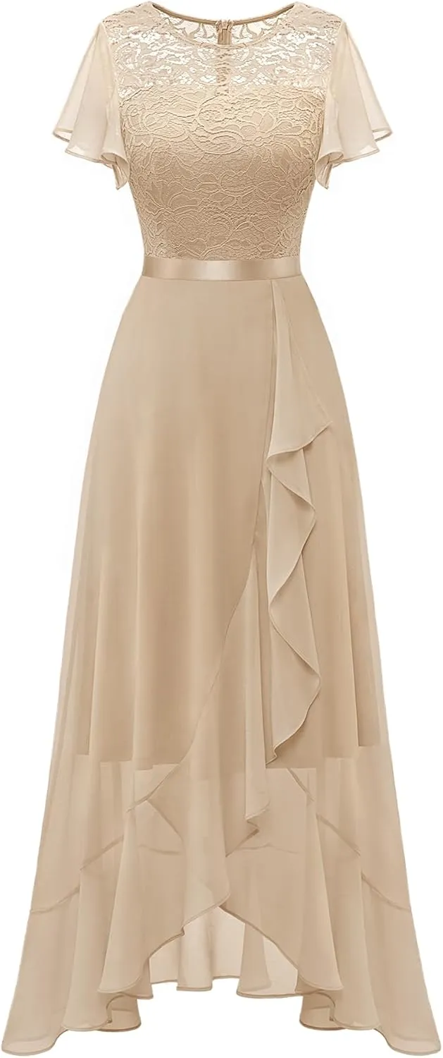 BeryLove Formal Dresses for Women 2025 Wedding Guest with Slit Cocktail Elegant Lace Long Prom Dress