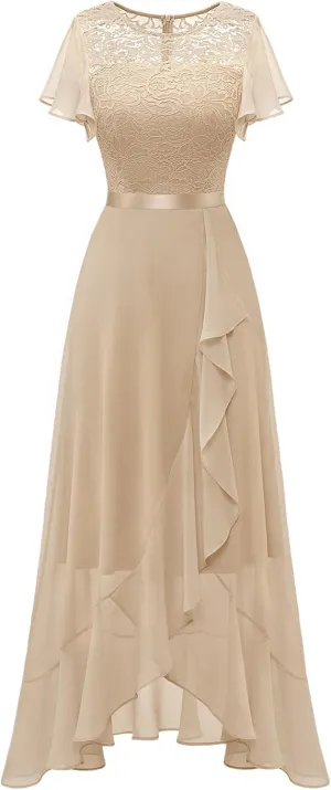 BeryLove Formal Dresses for Women 2025 Wedding Guest with Slit Cocktail Elegant Lace Long Prom Dress
