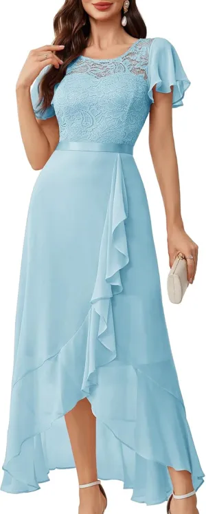 BeryLove Formal Dresses for Women 2025 Wedding Guest with Slit Cocktail Elegant Lace Long Prom Dress