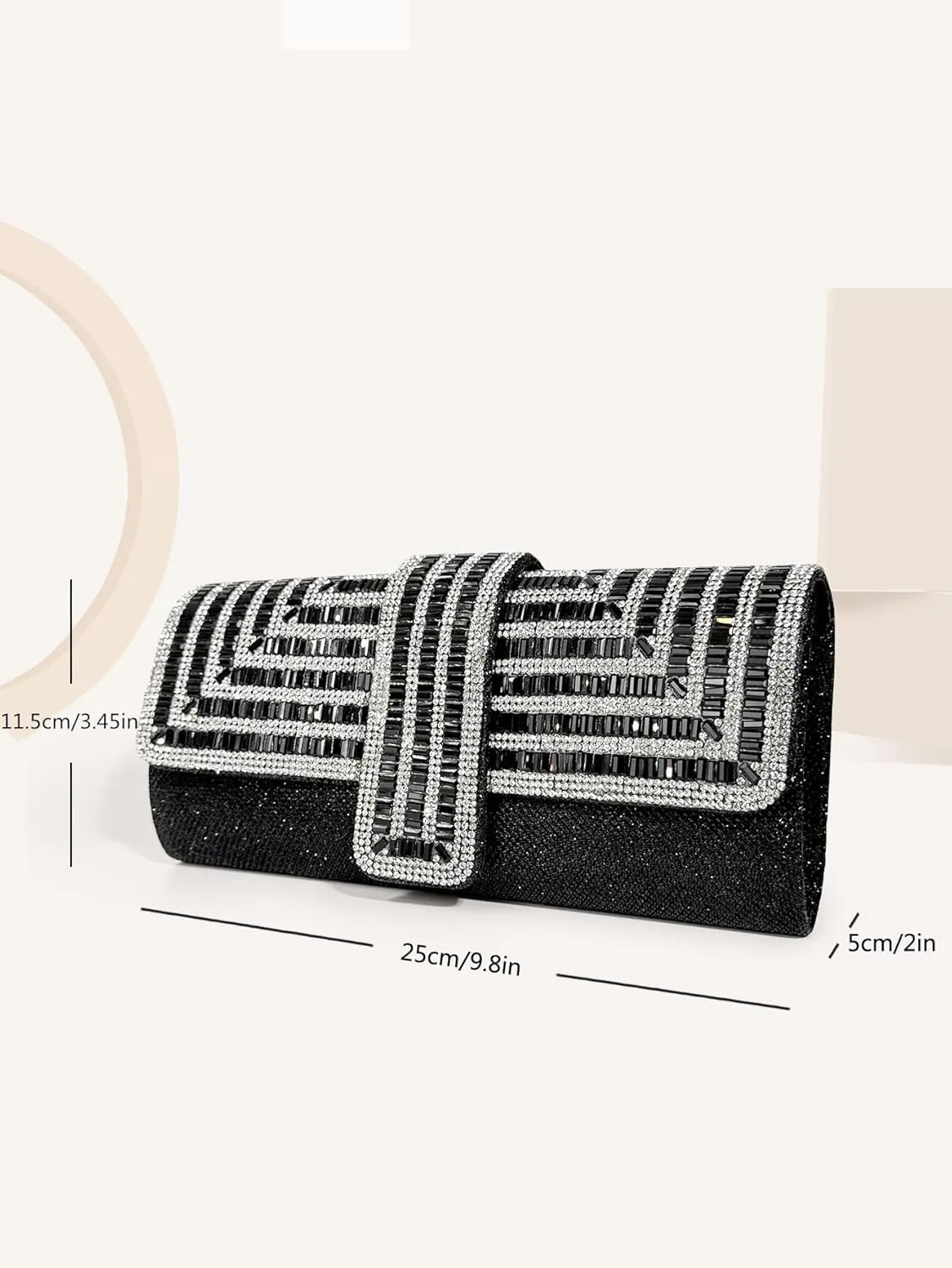 Black Inlay Diamonds Banquet Handbag European American Womens Clutch Purses