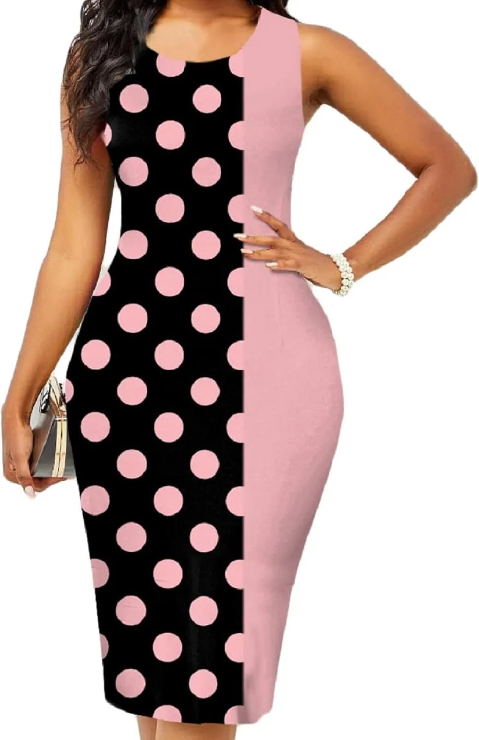 Bodycon Print Dresses for Women Elegant Midi Pencil Dress Outfits Business Casual Clubwear