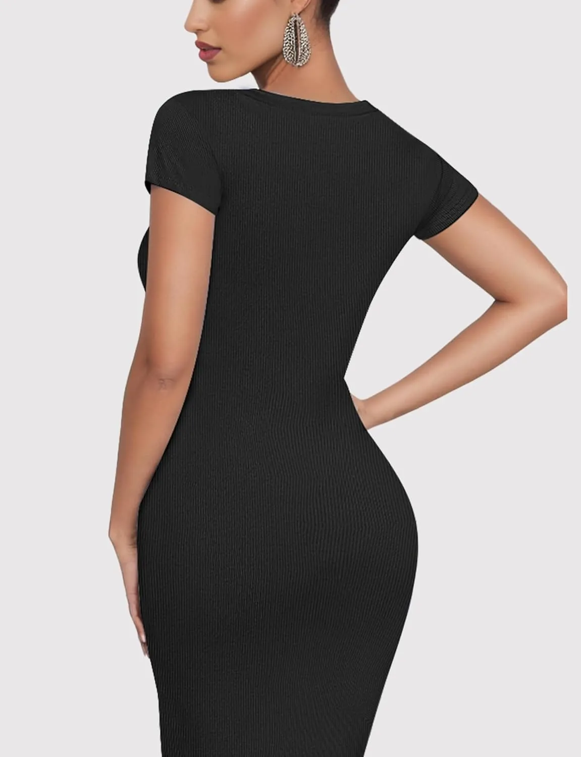 Buauty Women Bodycon Dresses Ribbed Maxi Dresses Basic Summer Casual Long Dress Black Wedding Guest Dress Formal Party