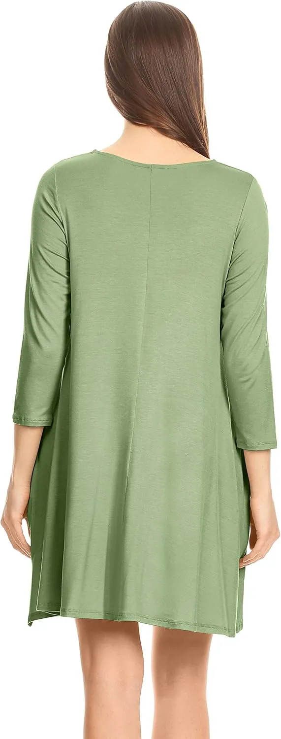 Casual T Shirt Dress for Women Flowy Tunic Dress with Pockets Reg and Plus Size