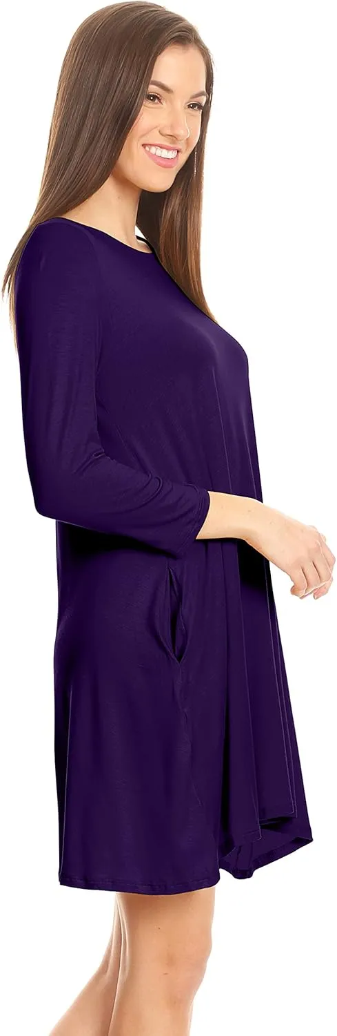 Casual T Shirt Dress for Women Flowy Tunic Dress with Pockets Reg and Plus Size