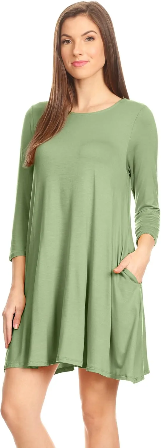 Casual T Shirt Dress for Women Flowy Tunic Dress with Pockets Reg and Plus Size