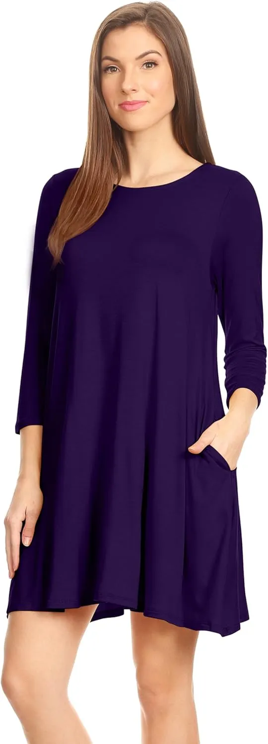 Casual T Shirt Dress for Women Flowy Tunic Dress with Pockets Reg and Plus Size