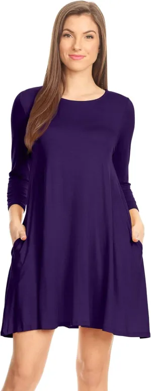 Casual T Shirt Dress for Women Flowy Tunic Dress with Pockets Reg and Plus Size