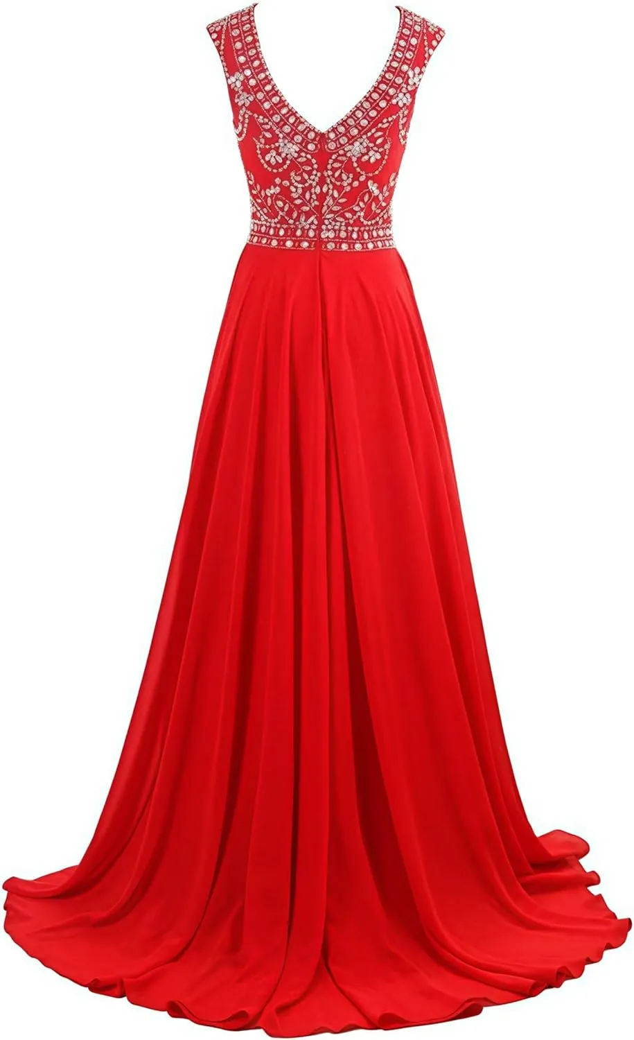 Chiffon Prom Dresses Long for Women A-Line Beaded Belt Formal Evening Party Ball Gowns with