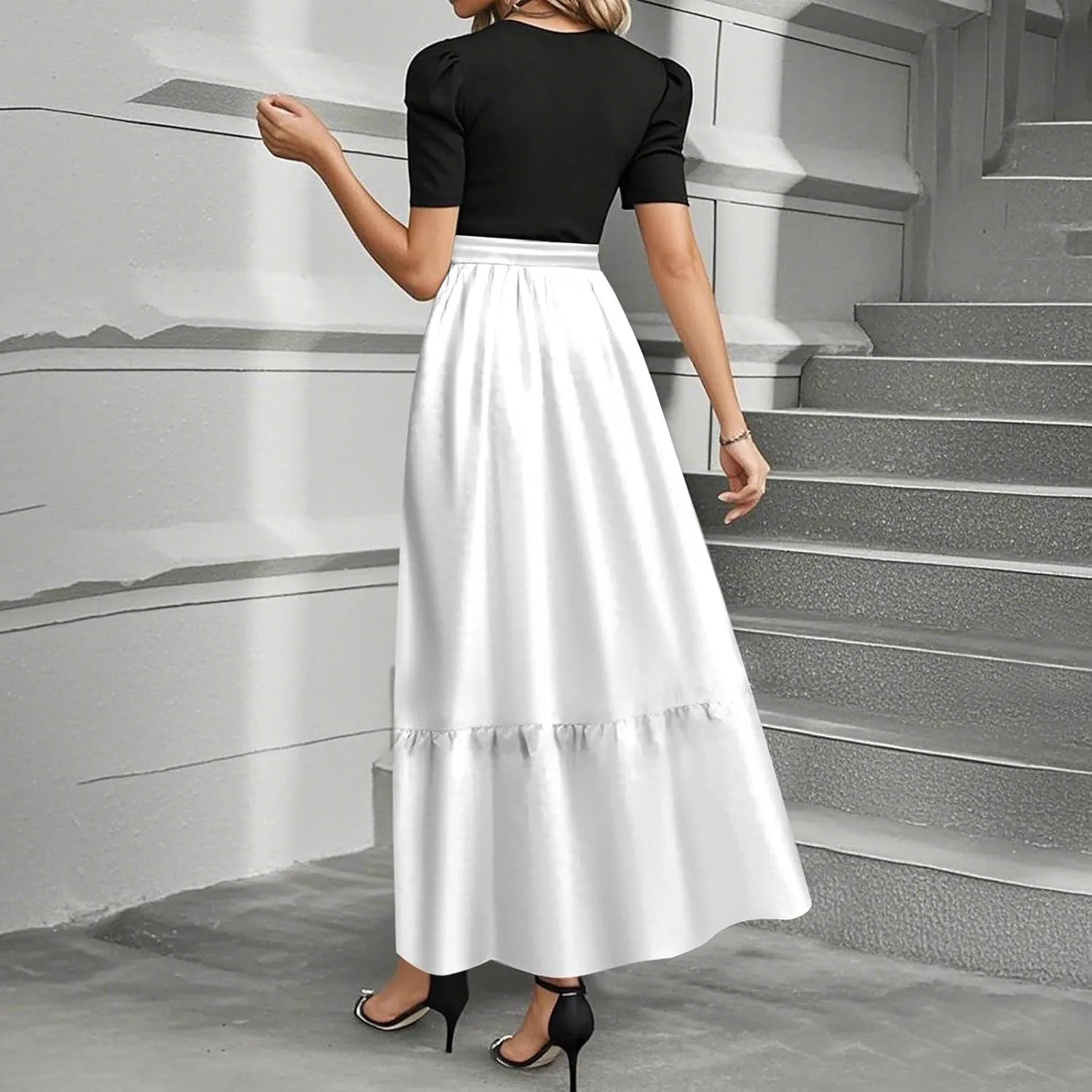 COTECRAM Summer Dresses for Women 2025 Vacation Short Sleeve Crewneck Boho Floral Spring Dress Casual A Line Flowy Maxi Dress