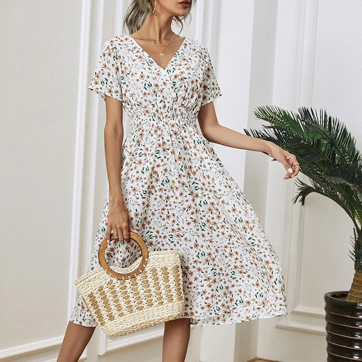 Dresses for Women 2025 Spring Summer Casual Women Dresses Spring Floral Print Women Dresses Spring