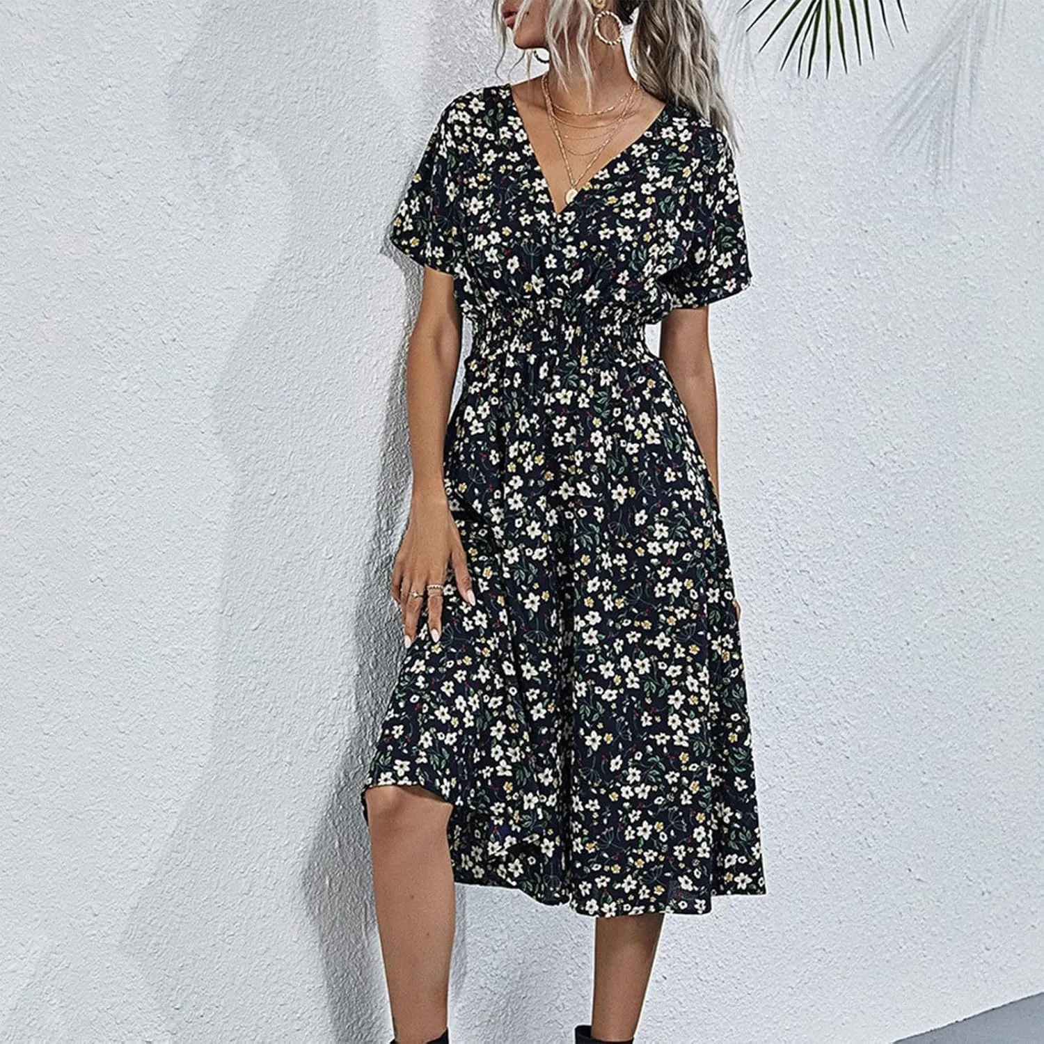 Dresses for Women 2025 Spring Summer Casual Women Dresses Spring Floral Print Women Dresses Spring