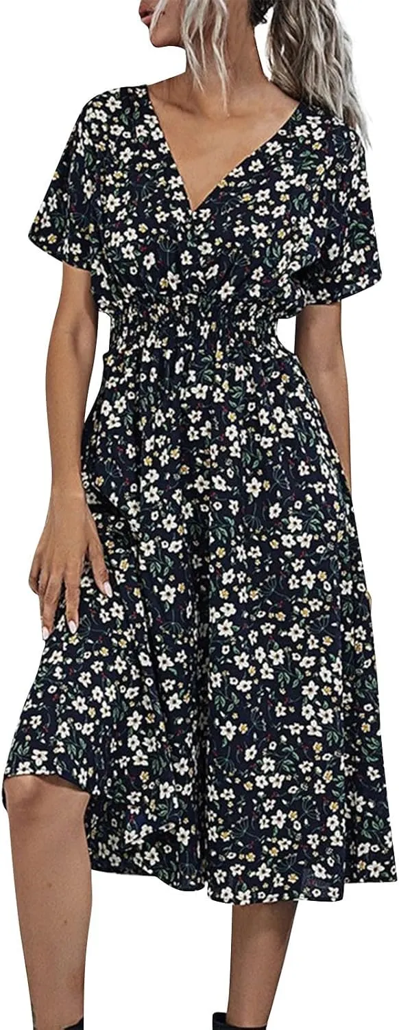 Dresses for Women 2025 Spring Summer Casual Women Dresses Spring Floral Print Women Dresses Spring