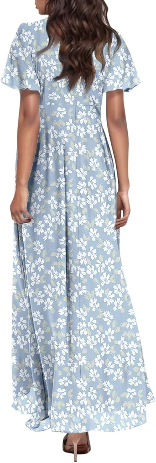 Easter Dress for Women Chiffon Dress Summer Dresses for Women 2025 Swing Swing Flowy Ruffle