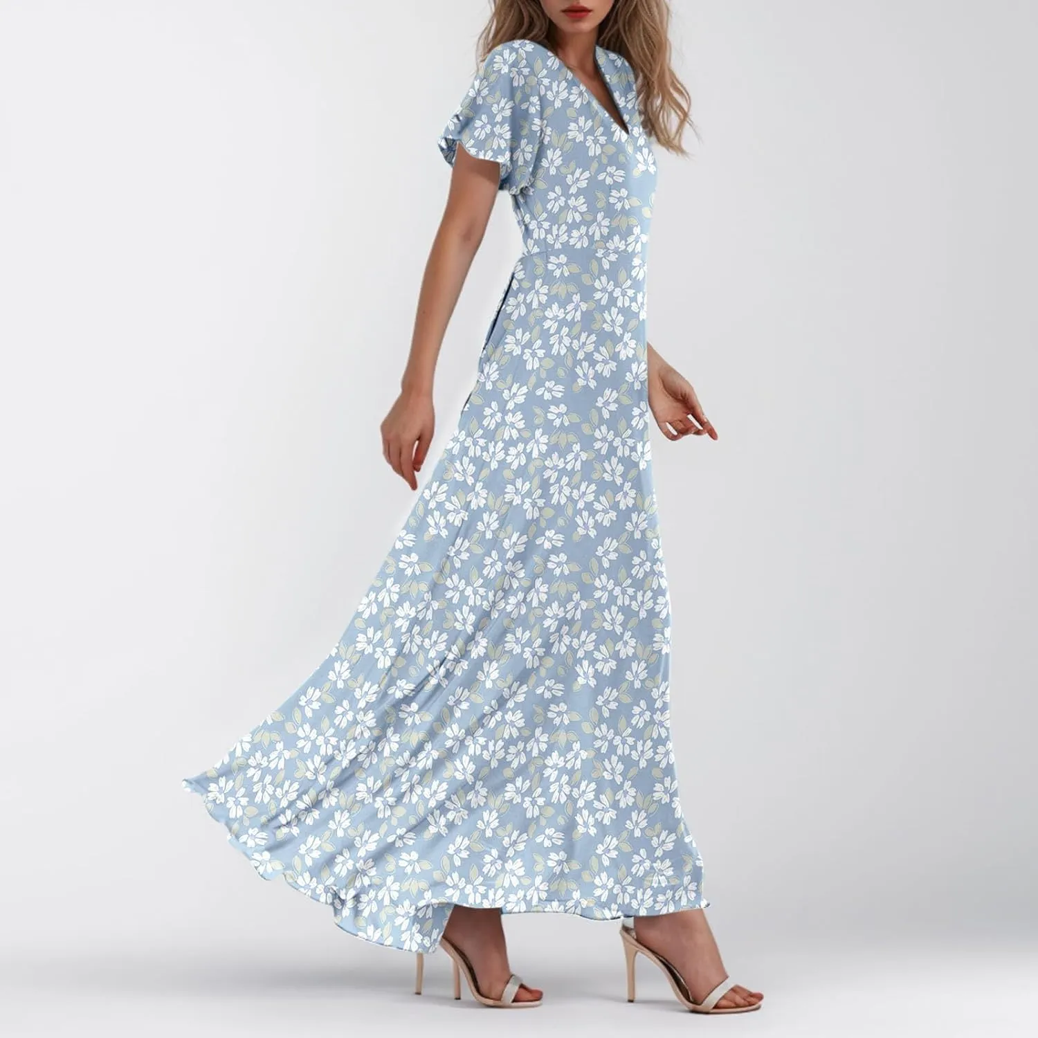 Easter Dress for Women Chiffon Dress Summer Dresses for Women 2025 Swing Swing Flowy Ruffle