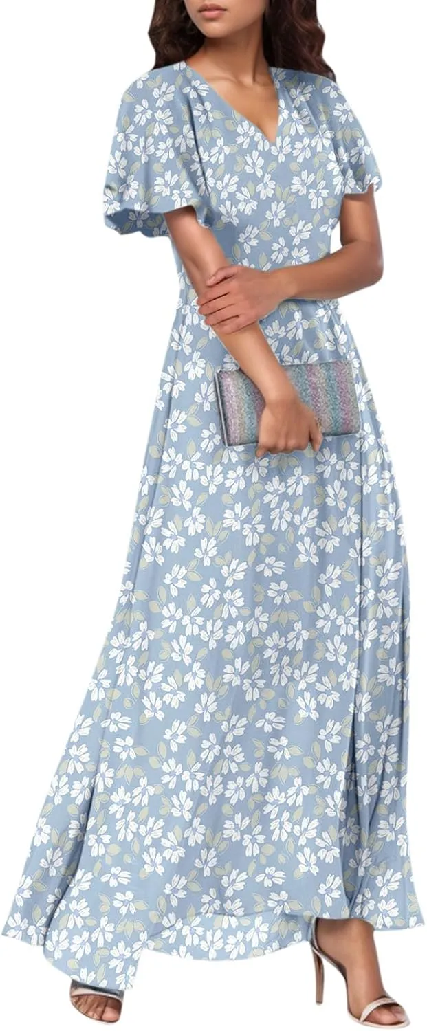 Easter Dress for Women Chiffon Dress Summer Dresses for Women 2025 Swing Swing Flowy Ruffle