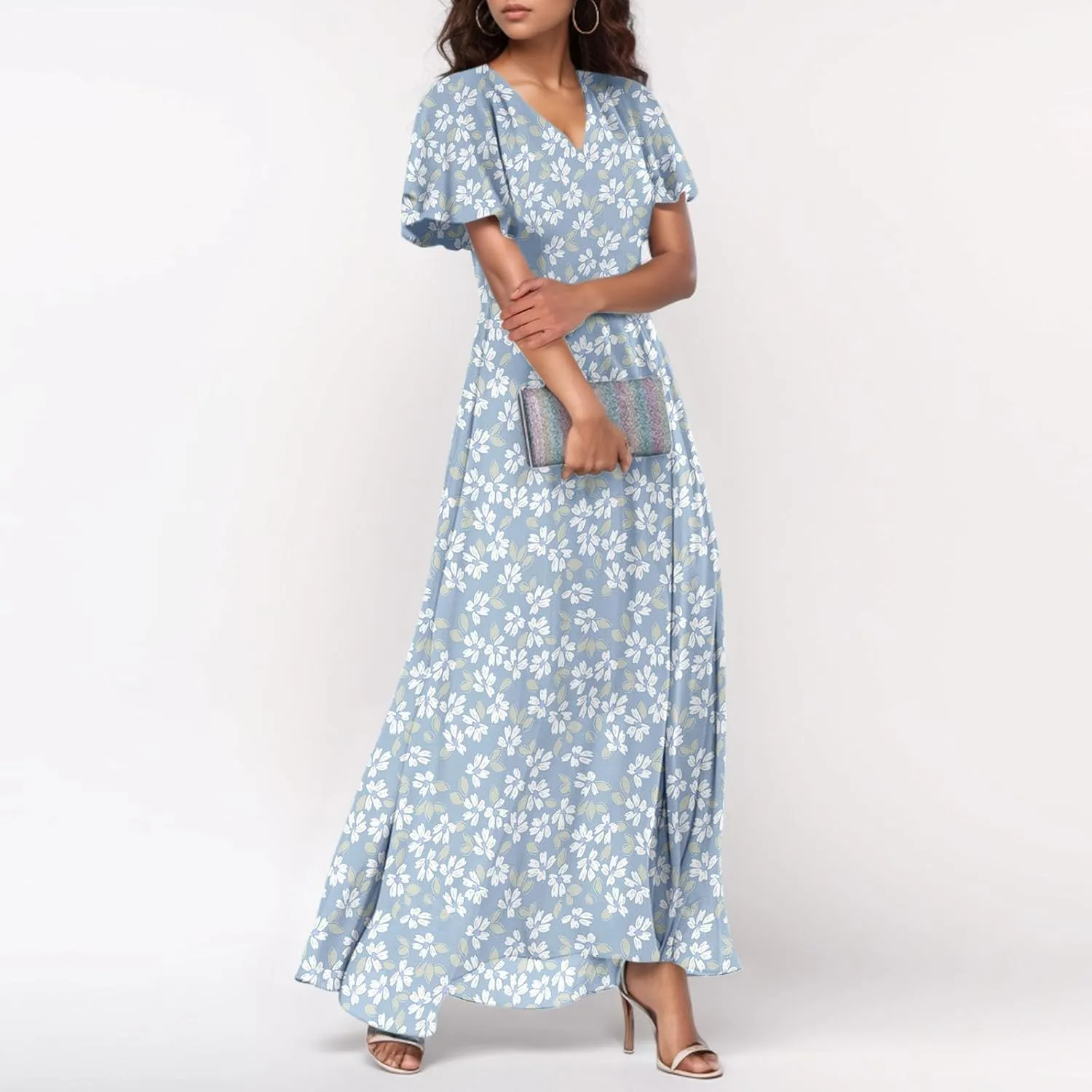 Easter Dress for Women Chiffon Dress Summer Dresses for Women 2025 Swing Swing Flowy Ruffle