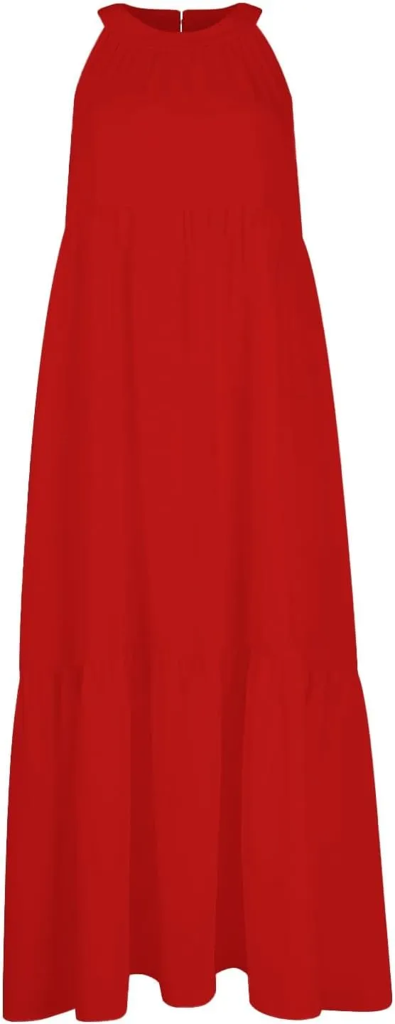 Easter Dress for Women Summer Dresses with Sleeves High Waisted Loose Swing Solid Color Patchwork