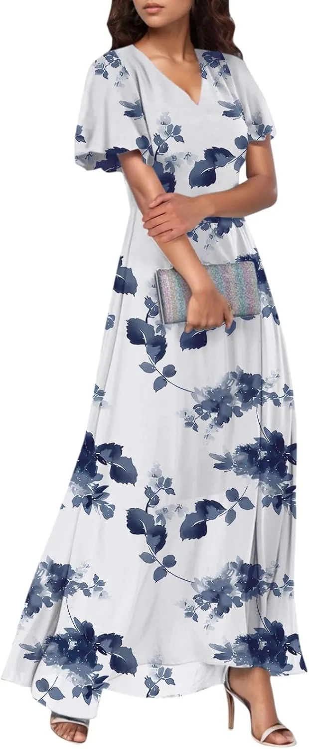 Easter Dress for Women Swing Flowy Ruffle Hem Swing Womens Dresses Chiffon Dress Summer Dresses
