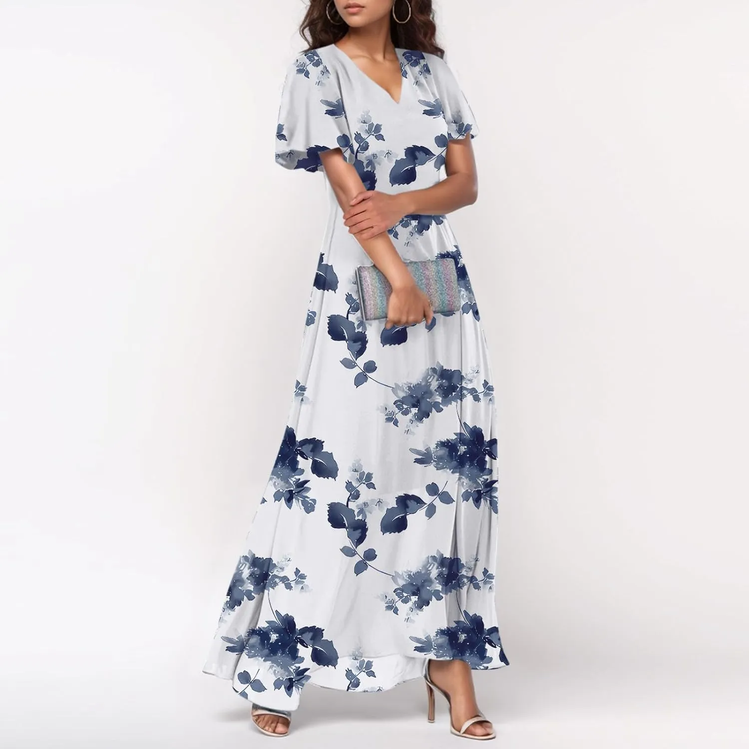 Easter Dress for Women Swing Flowy Ruffle Hem Swing Womens Dresses Chiffon Dress Summer Dresses