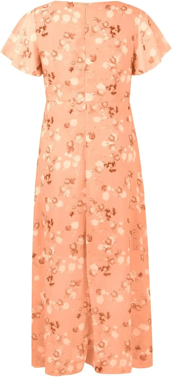Easter Dress for Women Swing Flowy Ruffle Hem Swing Womens Dresses Chiffon Dress Summer Dresses