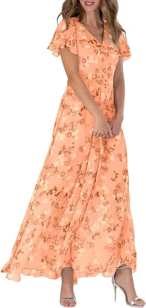 Easter Dress for Women Swing Flowy Ruffle Hem Swing Womens Dresses Chiffon Dress Summer Dresses