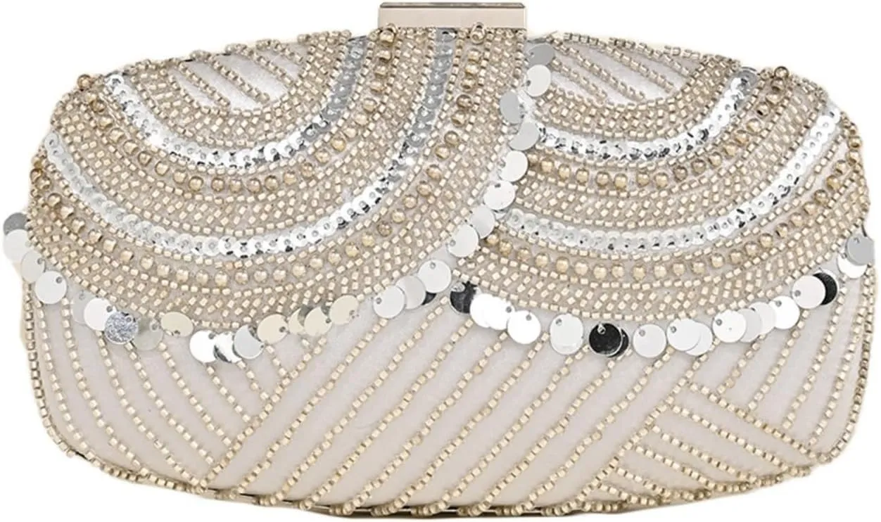 Evening Clutch Bag, Women's Clutch Handmade, Sequins Beaded Evening Bag for Wedding Dinner Party