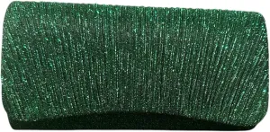 Evening Clutch Purse, Pleated Metallic Silver, Shimmering Fabric