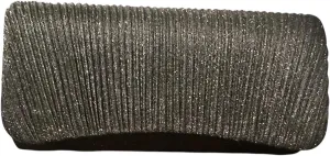 Evening Clutch Purse, Pleated Metallic Silver, Shimmering Fabric