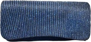 Evening Clutch Purse, Pleated Metallic Silver, Shimmering Fabric