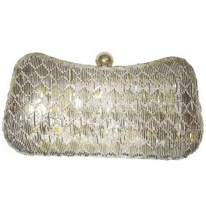 Evening Clutch Purse with Metallic Design, Gold and Silver