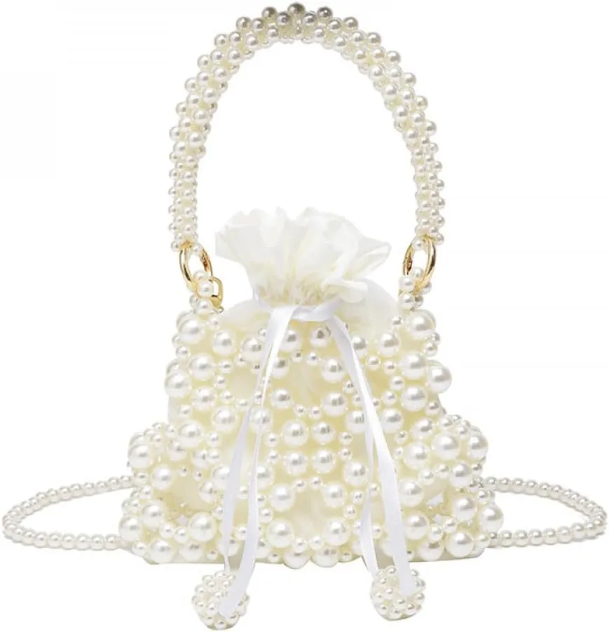 Evening Handbag Pearl Bag Chain Bag Purse Evening Bags, Artificial Pearl Clutch Wedding Bag Gifts for Women