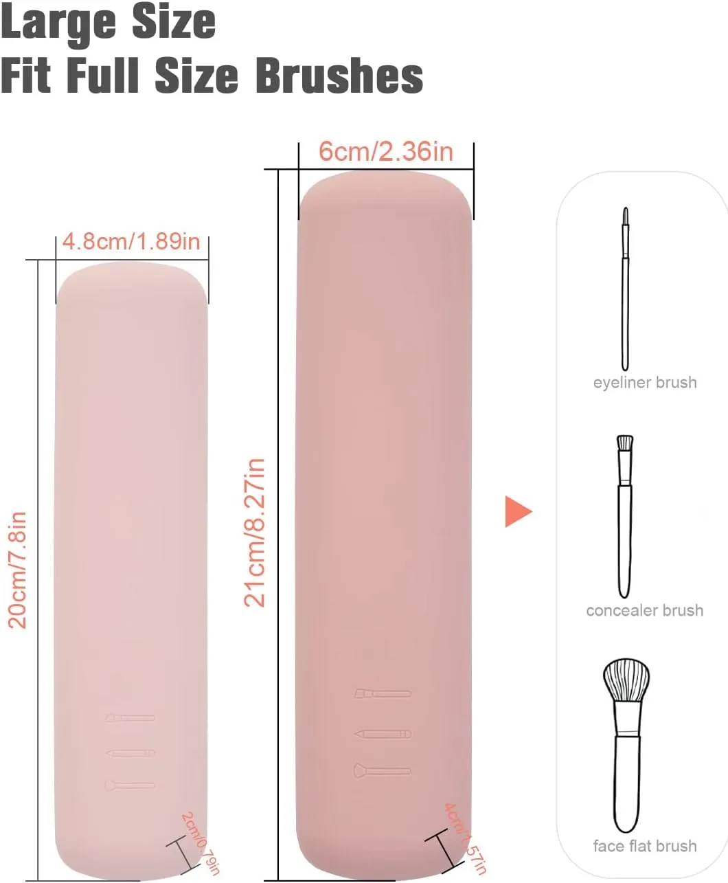 FERYES Large Travel Makeup Brush Holder, Magnetic Anti-fall Out Silicon Portable Cosmetic Face Brushes Holder, Soft and Sleek Makeup Tools Organizer for Travel- (8.27 * 2.36 * 1.57)