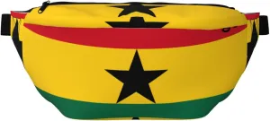 Flag Of Ghana Stylish Crossbody Waist Pack - Versatile And Compact Travel Pouch For Hands-Free Storage, Black, PBYB-12185A