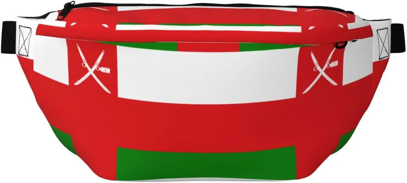 Flag Of Oman Stylish Crossbody Waist Pack - Versatile And Compact Travel Pouch For Hands-Free Storage, Black, PBYB-12185A